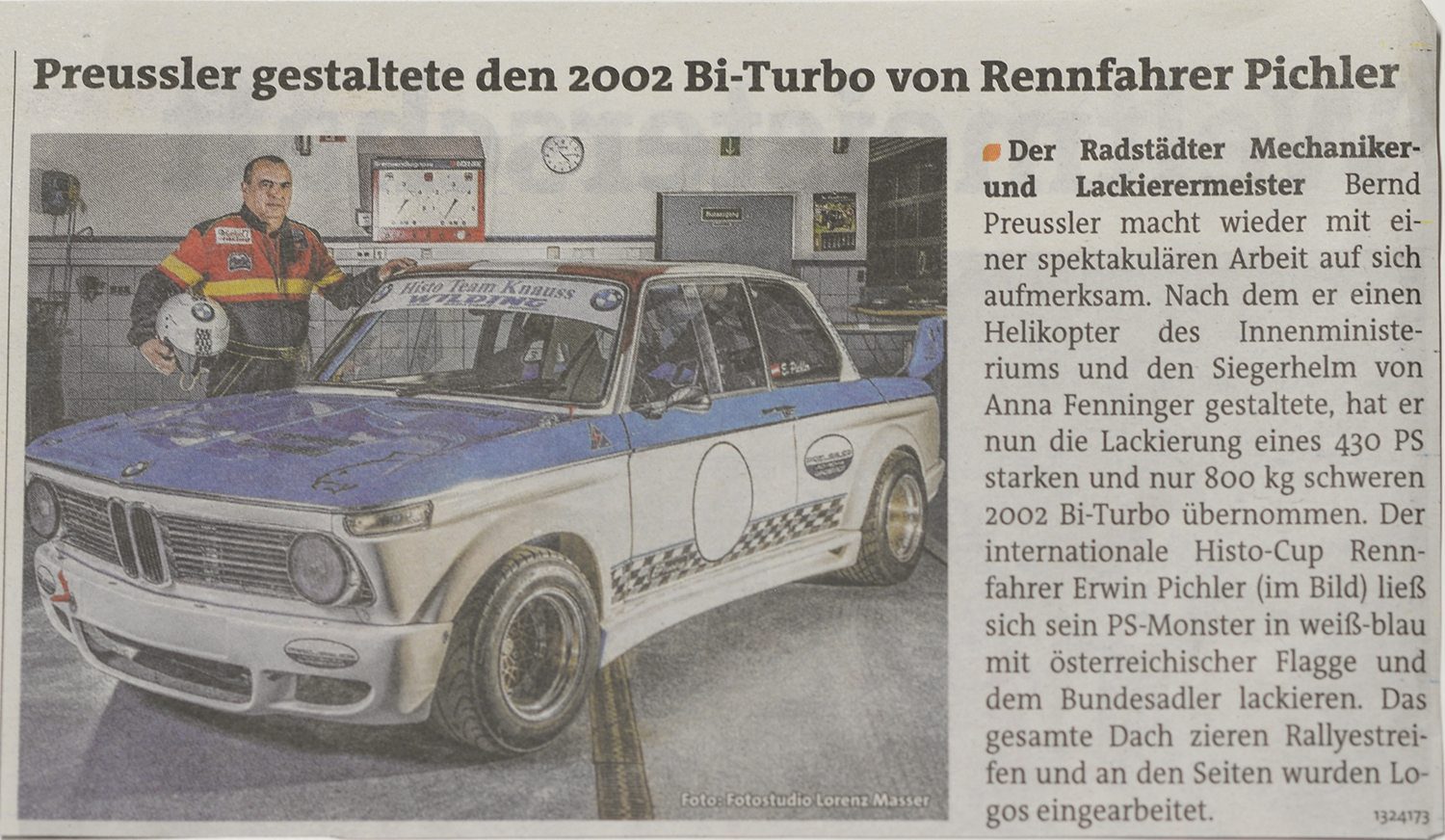 Lackierung, BMW, 2002 Bi Turbo, Histo Cup, Auto, Werbung, Werbefoto, Erwin Pichler, Preussler, Radstadt