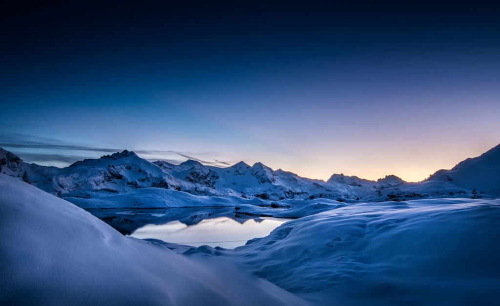 Krummschnabelsee, Obertauern, Sonnenuntergang, Berge, Winter, Landschaftsfotografie, Lorenz Masser